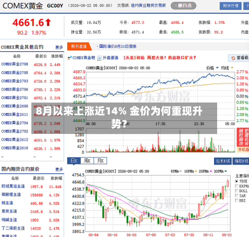 8月以来上涨近14% 金价为何重现升势？-第1张图片