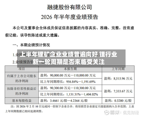 上半年锂矿企业业绩普遍向好 锂行业新一轮周期是否来临受关注-第2张图片