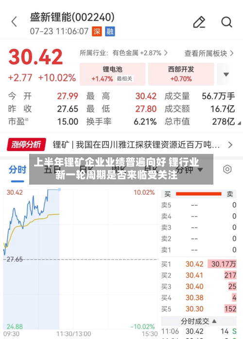 上半年锂矿企业业绩普遍向好 锂行业新一轮周期是否来临受关注-第3张图片