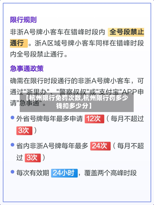 【杭州限行免罚次数,杭州限行罚多少钱扣多少分】