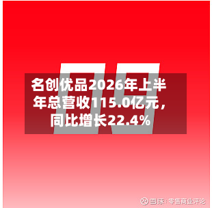 名创优品2026年上半年总营收115.0亿元，同比增长22.4%