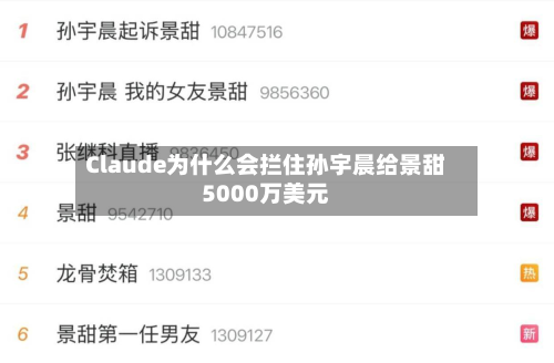 Claude为什么会拦住孙宇晨给景甜5000万美元